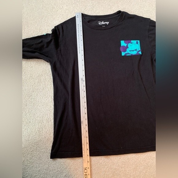 Disney Mickey Mouse Black Turquoise Purple Graphic Crewneck LS T-shirt Adult L - Picture 8 of 10